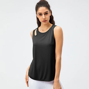 Women's Polyester O-Neck Sleeveless Breathable Yoga Workout Top