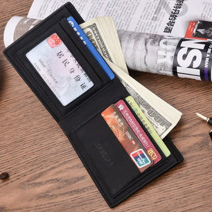 Men's PU Leather Solid Pattern Card Holder Mini Trendy Wallets