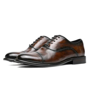 Men's Genuine Leather Pointed Toe Lace-up Closure Formal Shoes