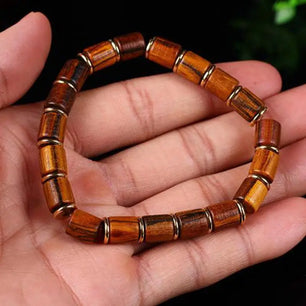 Men's Wood Copper Geometric Pattern Classic Beaded Bracelet