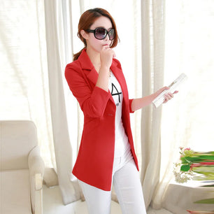 Women's Polyester Notched Full Sleeves Single Breasted Blazer