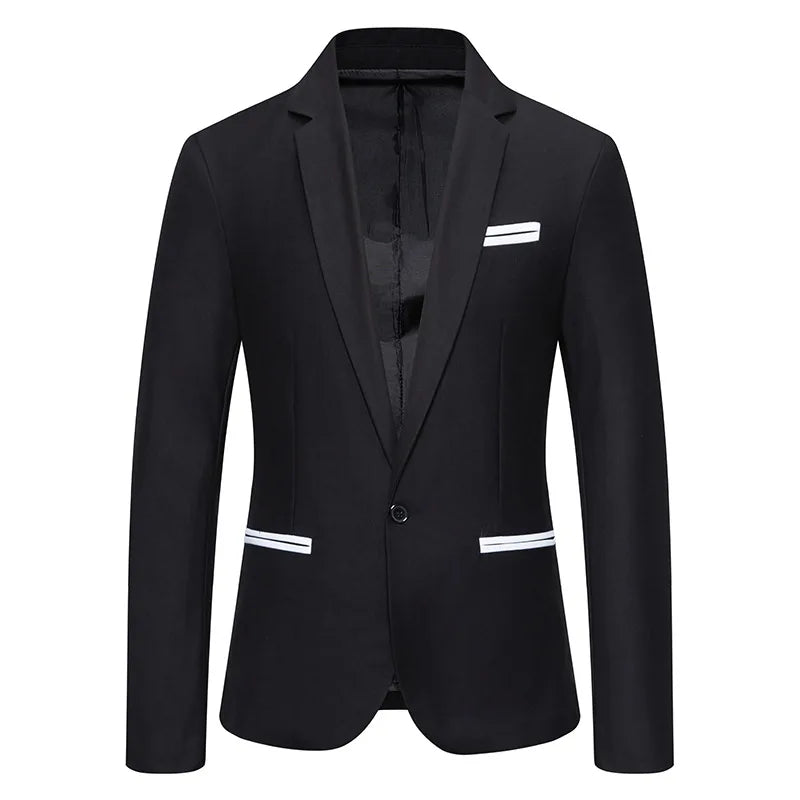 Men's Notched Polyester Long Sleeve Single Breasted Casual Blazers