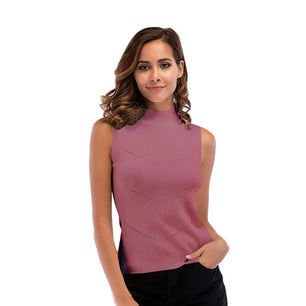 Women's Turtleneck Turtleneck Sleeveless Solid Pattern Blouse