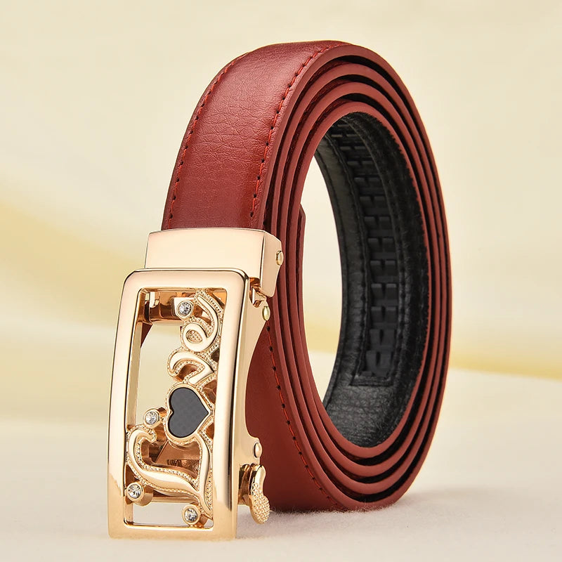 Women's PU Automatic Buckle Closure Solid Pattern Vintage Belts