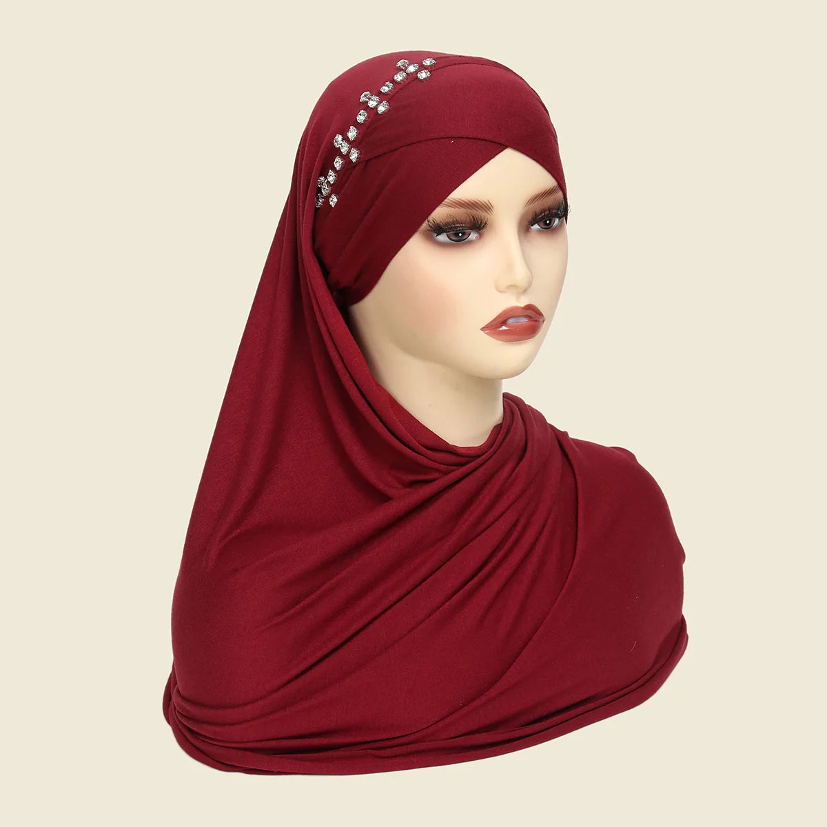 Women's Arabian Polyester Head Wrap Rhinestone Elegant Hijabs