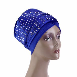 Women's Arabian Polyester Head Wrap Beaded Pattern Casual Hijabs