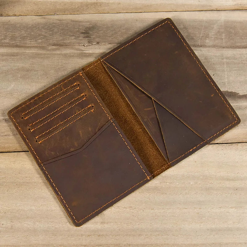 Men's Genuine Leather Solid Pattern Card Holder Trendy Wallets