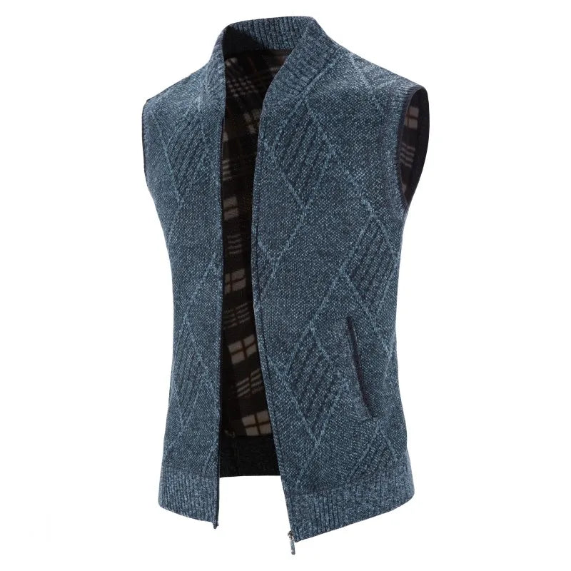 Men's Acrylic Sleeveless Zipper Closure Geometric Knitted Vest