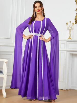 Women's Arabian Polyester Full Sleeves Solid Pattern Casual Dress