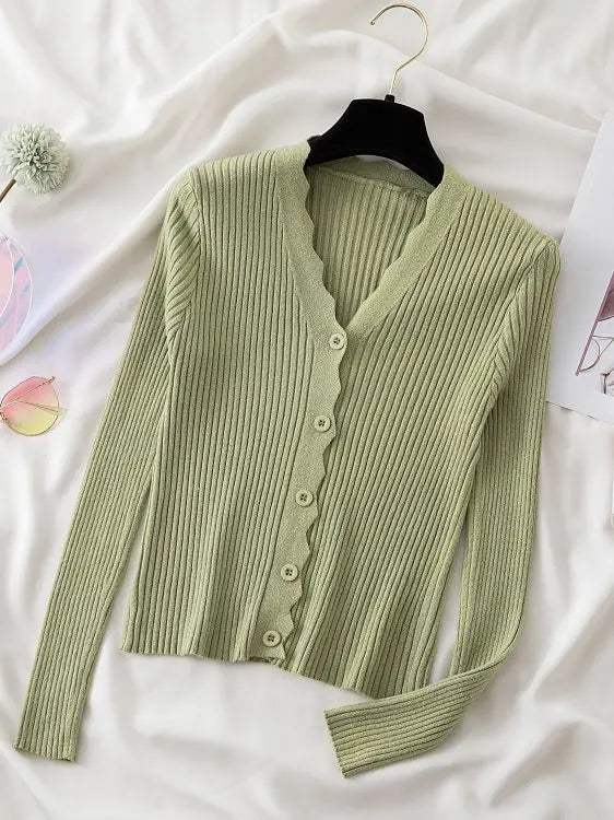 Women's Acrylic V-Neck Long Sleeves Knitted Casual Sweaters