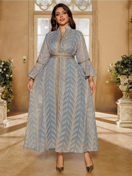 Women's Arabian Polyester Full Sleeves Embroidery Pattern Dress