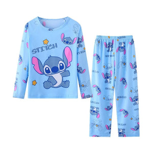 Kid's Girl Cotton O-Neck Long Sleeve Trendy Sleepwear Pajamas Set