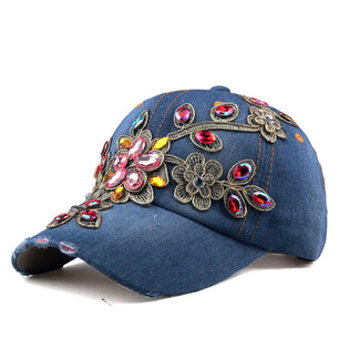 Women's Cotton Adjustable Strap Floral Casual Wear Winter Baseball Hat