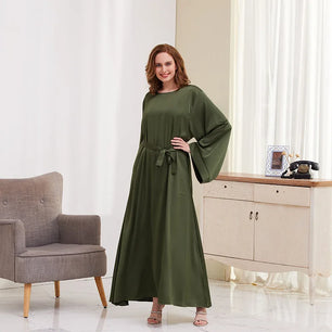 Women's Arabian Polyester Full Sleeves Solid Pattern Casual Dress