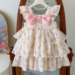 Kid's Girl Polyester Sleeveless Floral Pattern Princess Dress