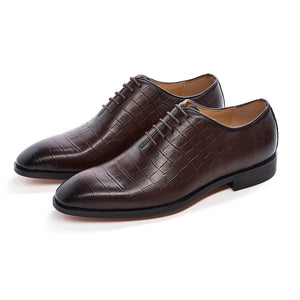 Men's Genuine Leather Pointed Toe Lace-Up Closure Formal Shoes