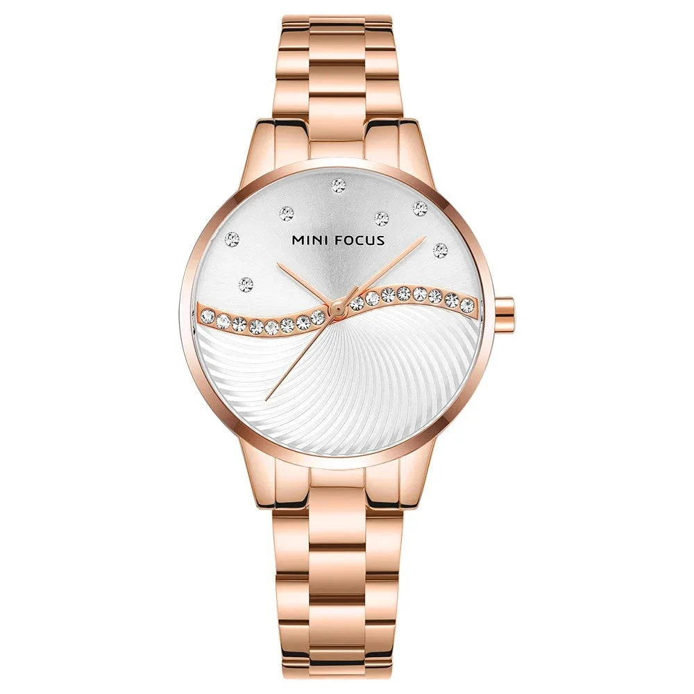 Women's Stainless Steel Round Shaped Waterproof Luxury Watch