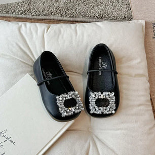 Kid's PU Square Toe Breathable Rhinestone Formal Wear Shoes