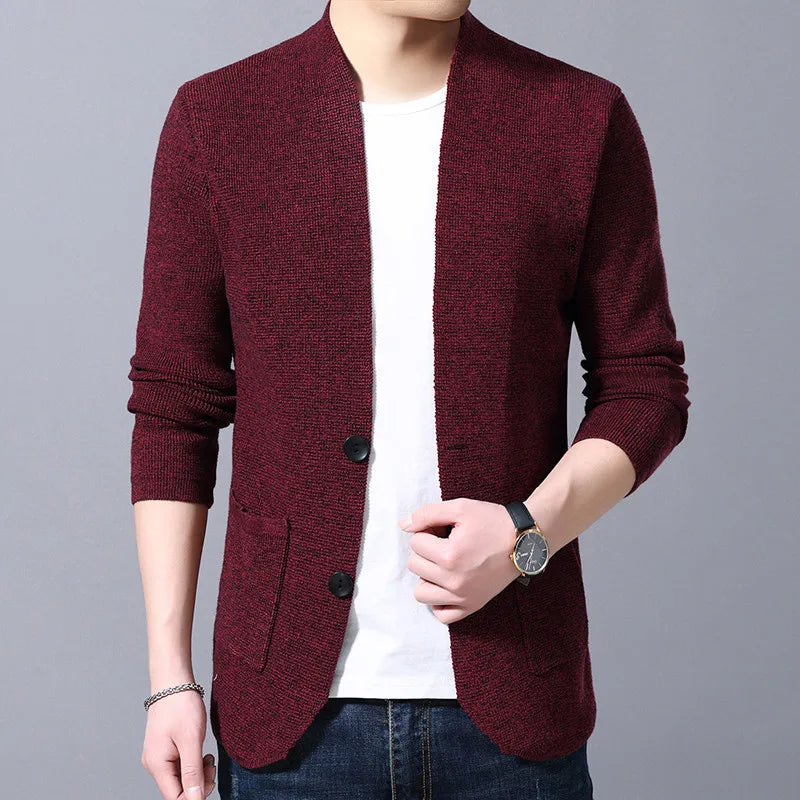 Men's Acrylic V-Neck Full Sleeve Single Breasted Winter Sweater