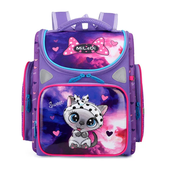 Kid's Nylon Zipper Closure Waterproof Trendy School Backpack