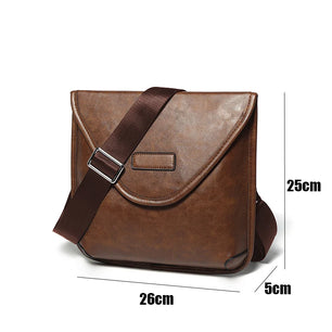 Men's PU Zipper Closure Solid Pattern Messenger Shoulder Bag