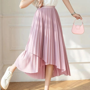 Women's Polyester High Waist Pleated Pattern Casual Wear Skirts