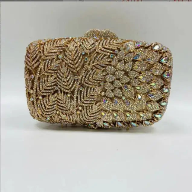 Women's Metallic Hasp Closure Rhinestone Bridal Wedding Clutch