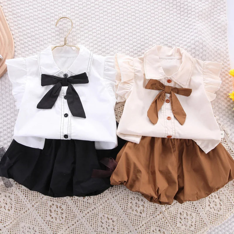 Kid's Polyester Turn-Down Collar Short Sleeve Casual Wear Clothes