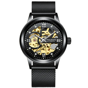 Men's Automatic Alloy Hidden Clasp Round Shaped Waterproof Watches