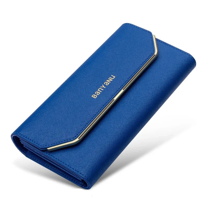 Women's PU Hasp Closure Multi Card Holder Trendy Long Wallet