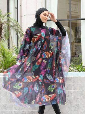 Women's Arabian Polyester Full Sleeves Modest Swimwear Dress