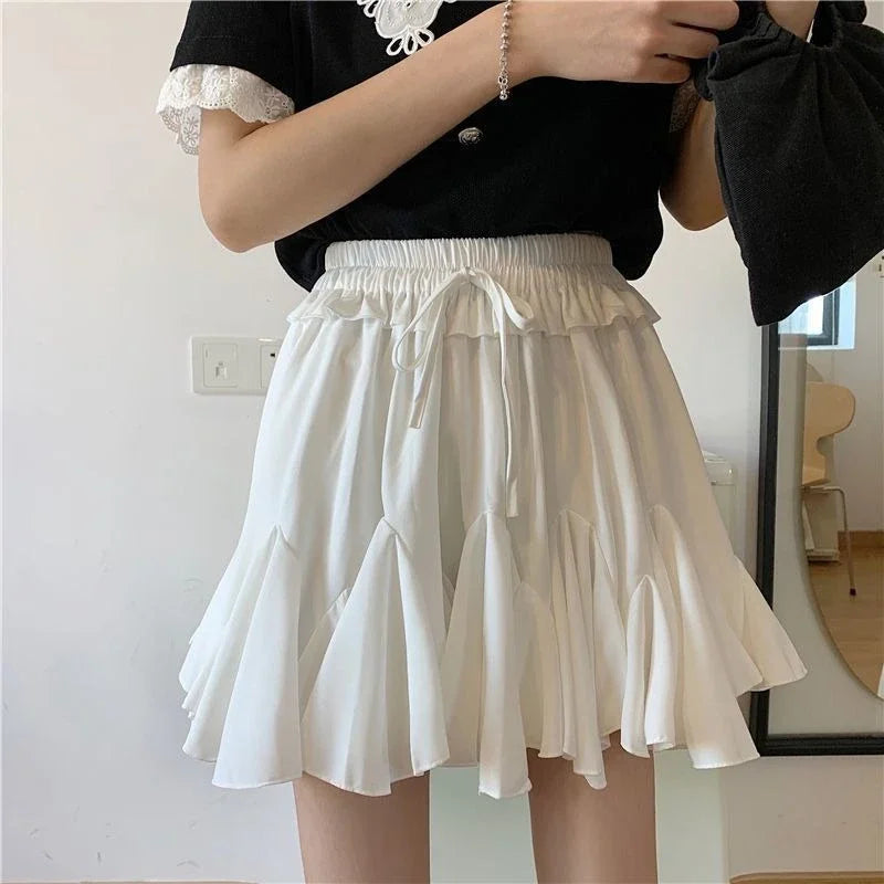 Women's Polyester Elastic High Waist Pleated Pattern Casual Skirts