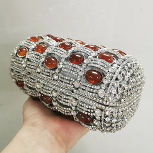 Women's Metallic Hasp Closure Pearl Pattern Trendy Wedding Clutch