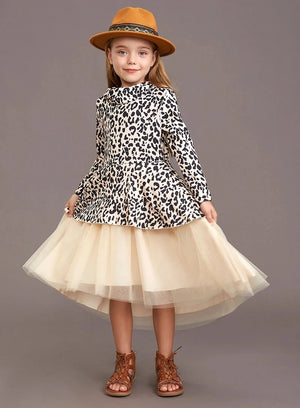 Kid's Girl Polyester Long Sleeve Printed Pattern Party Dress