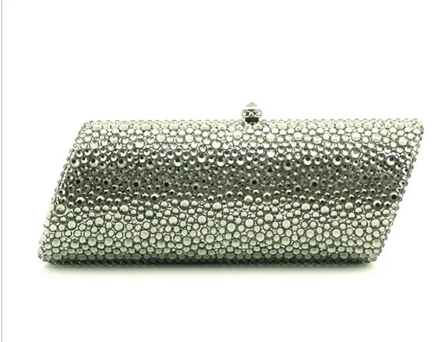 Women's Metallic Hasp Closure Rhinestone Pattern Trendy Handbag