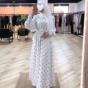 Women's Arabian Polyester Full Sleeve Dotted Pattern Casual Dress