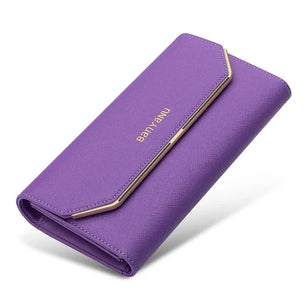 Women's PU Hasp Closure Multi Card Holder Trendy Long Wallet