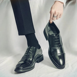 Men's Microfiber Pointed Toe Lace-up Closure Luxury Wedding Shoes