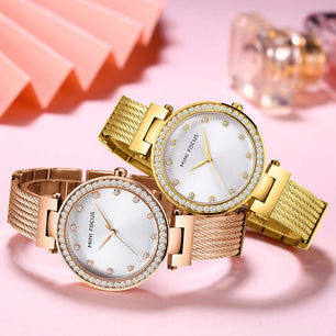 Women's Stainless Steel Round Shaped Waterproof Luxury Watch