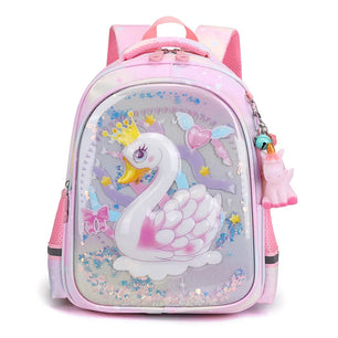 Kid's Girl Polyester Zipper Closure Waterproof School Backpack