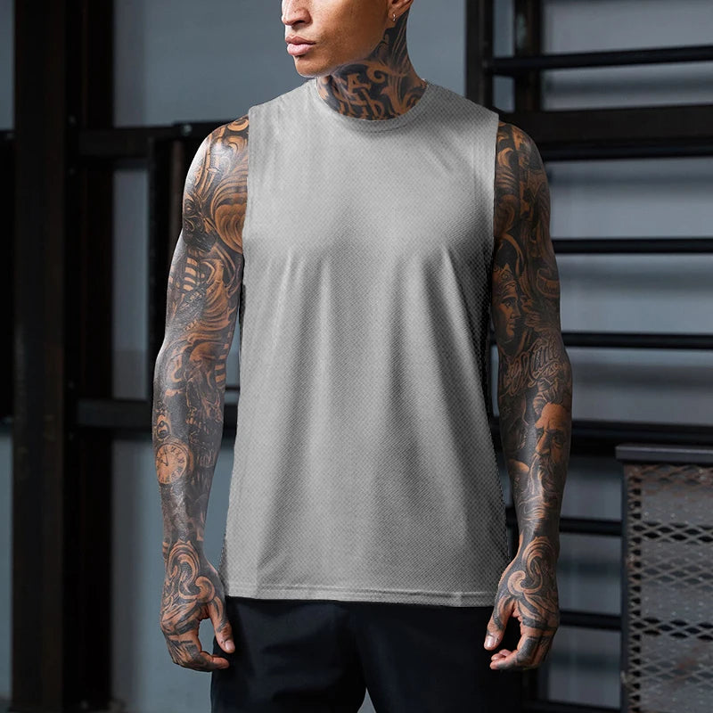 Men's Spandex Sleeveless Pullover Closure Sportswear T-Shirt