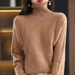 Women's Acrylic Turtleneck Full Sleeves Solid Pattern Sweater