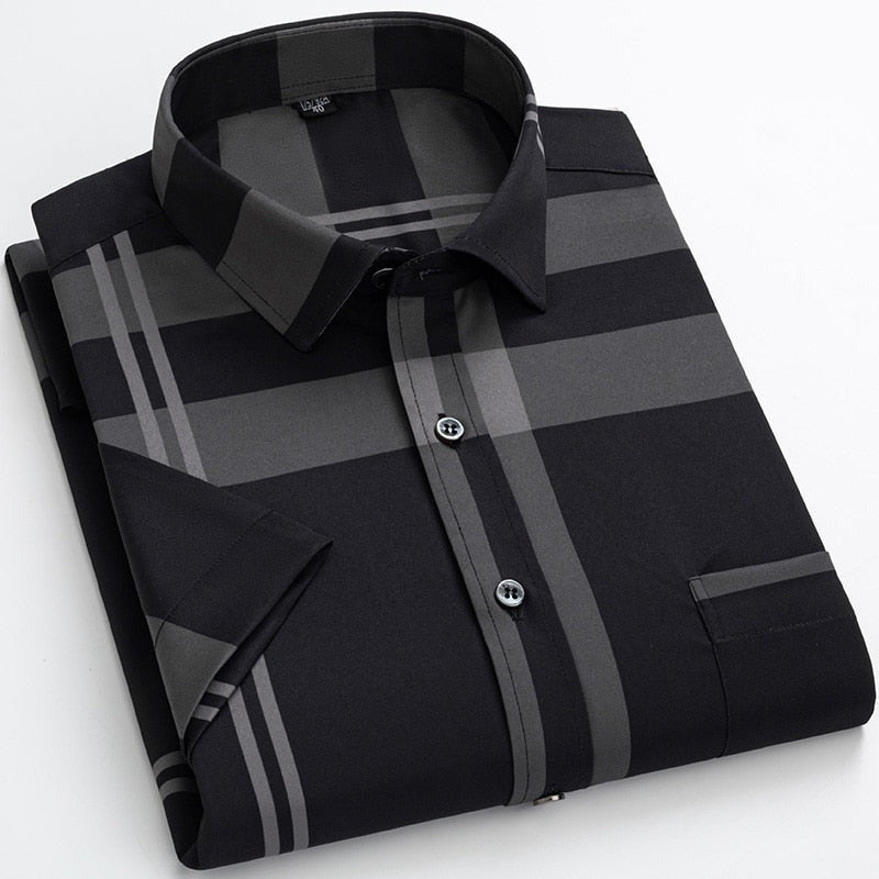 Men's Polyester Turn-Down Collar Single Breasted Casual Shirt