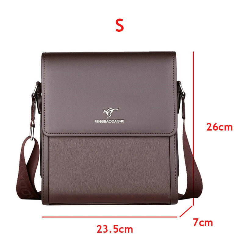 Men's PU Leather Cover Closure Solid Pattern Elegant Shoulder Bag