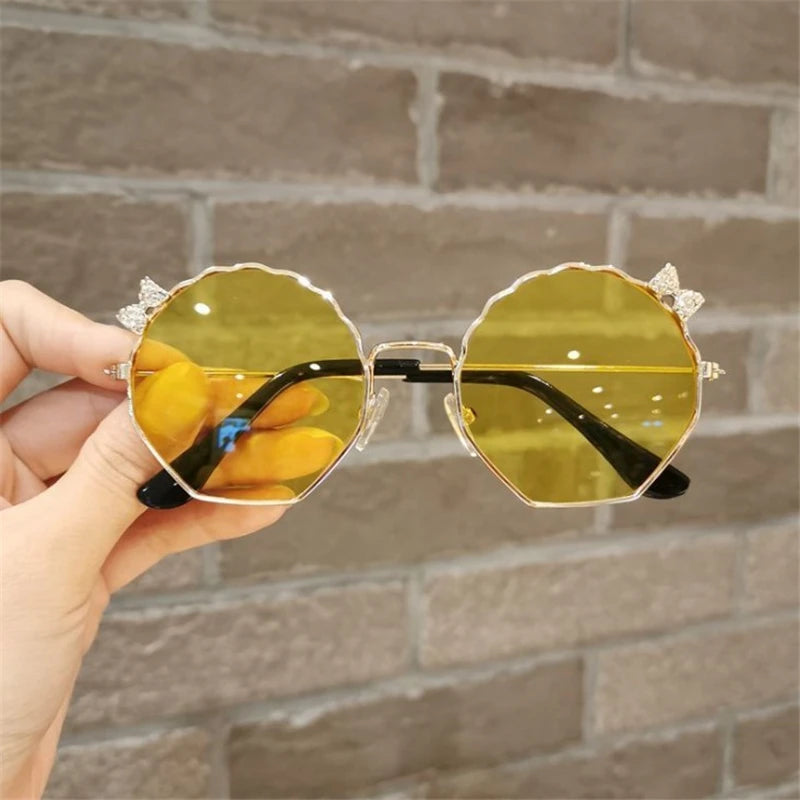 Kid's Alloy Frame Acrylic Lens Anti-UV Round Shaped Sunglasses