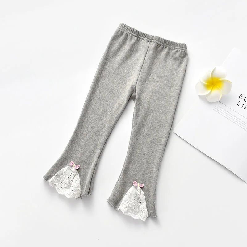 Kid's Cotton Elastic Waist Closure Solid Pattern Casual Trousers