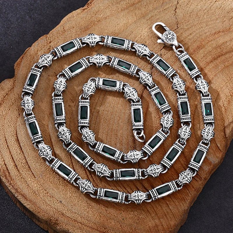 Men's 100% 925 Sterling Silver Link Chain Geometric Necklace