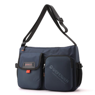 Men's Nylon Zipper Closure Letter Large Capacity Shoulder Bag