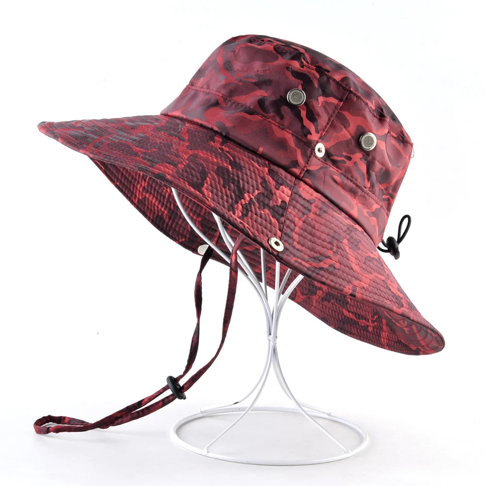 Men's Cotton Sun Protection Printed Pattern Breathable Bucket Hats