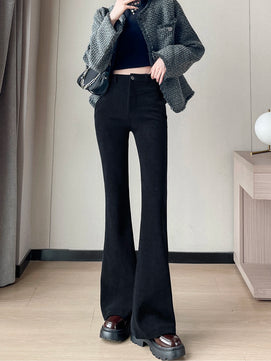 Women's Cotton High Waist Elastic Closure Casual Wear Trousers